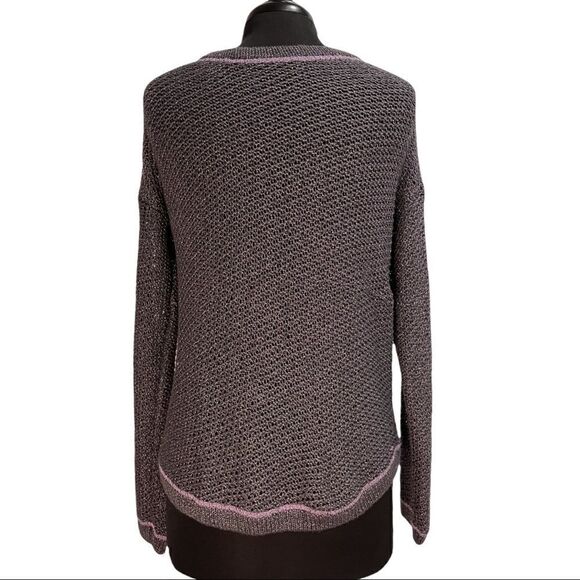 KIMCHI Blue Purple Metallic a lace Up Sweater Sz S - Picture 9 of 13